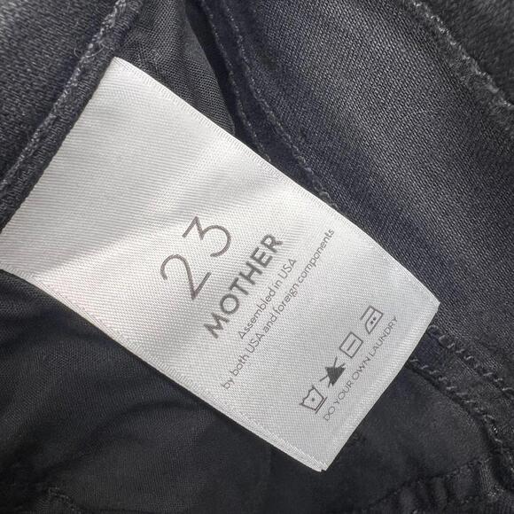 MOTHER Rascal Ankle Fray Guilty Flash Black Gold Glitter High Rise Jeans Sz 23 - Picture 13 of 16